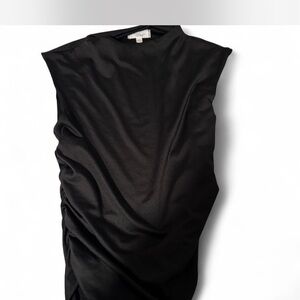 Chic Black Ruched Sleeveless Blouse
